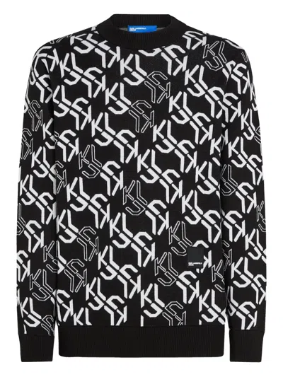 Karl Lagerfeld Jeans Monogram-pattern Sweater In Black