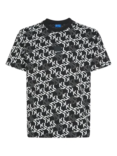 Karl Lagerfeld Jeans Monogram-pattern T-shirt In Multi