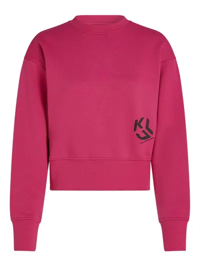 Karl Lagerfeld Jeans Monogram-print Crew-neck Sweatshirt In Red