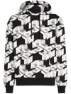 Karl Lagerfeld Jeans Monogramm-hoodie Aus Bio-baumwolle In Schwarz
