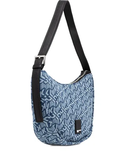 Karl Lagerfeld Jeans Monogram Shoulder Bag In Blue