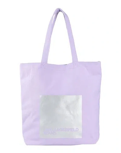 Karl Lagerfeld Jeans Ns Canvas Tote Woman Shoulder Bag Lilac Size - Recycled Cotton, Cotton In Purple
