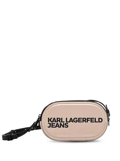 Karl Lagerfeld Jeans Oval-shaped Logo-plaque Crossbody Bag In Neutral