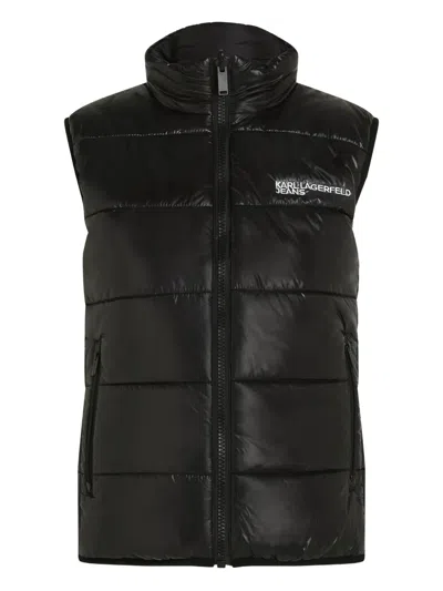 Karl Lagerfeld Jeans Padded Reversible Gilet In Black
