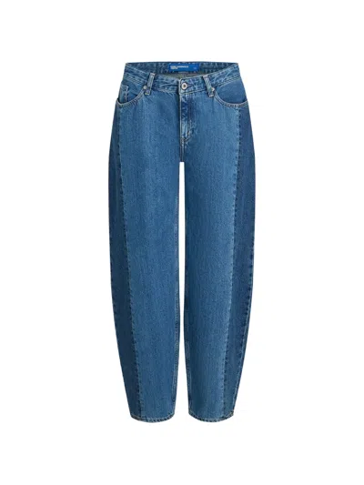 Karl Lagerfeld Jeans Panelled Barrel Jeans In Blue