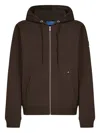 Karl Lagerfeld Jeans Patch Zip-up Hoodie In Brown