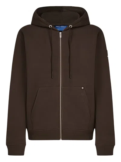 Karl Lagerfeld Jeans Patch Zip-up Hoodie In Brown