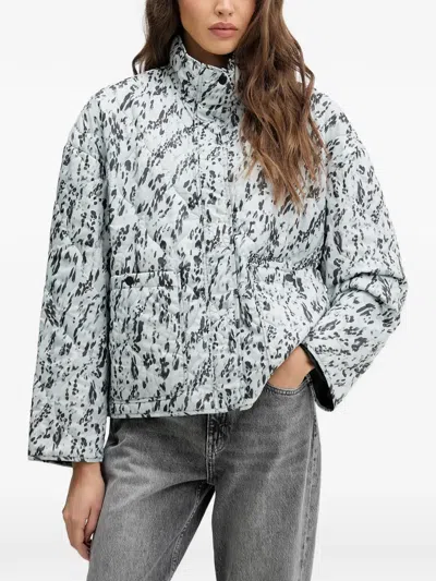 Karl Lagerfeld Jeans Patterned Quilted Jacket In Gray