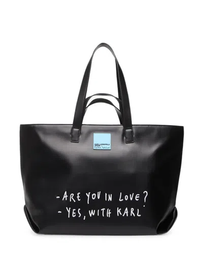 Karl Lagerfeld Jeans Pietro Terzini Logo-patch Tote Bag In Black