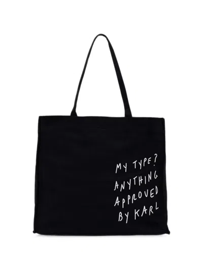 Karl Lagerfeld Jeans Pietro Terzini Slogan-print Tote Bag In Black