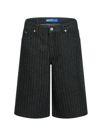 Karl Lagerfeld Jeans Pinstripe Denim Shorts In Black