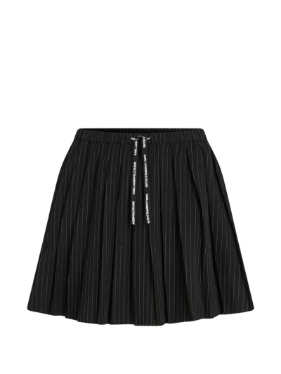 Karl Lagerfeld Jeans Pinstripe Pleated Mini Skirt In Black