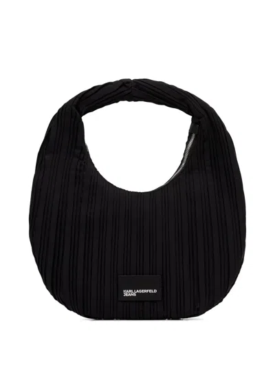 Karl Lagerfeld Jeans Pleated-details Shoulder Bag In Black