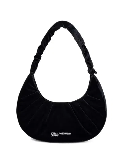 Karl Lagerfeld Jeans Pleated Ruched Tote Bag In Black