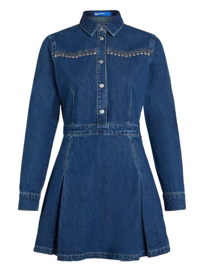 Karl Lagerfeld Jeans Pleated Stud-embellished Denim Dress In Multi