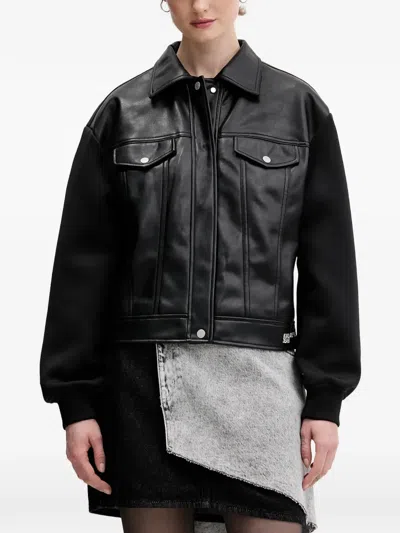 Karl Lagerfeld Jeans Pockets Panelled Jacket In Black