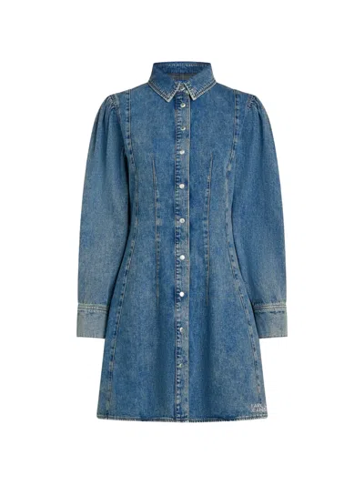 Karl Lagerfeld Jeans Puff-sleeve Denim Mini Dress In Multi