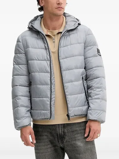 Karl Lagerfeld Jeans Quilted Hooded Jacket In Blue