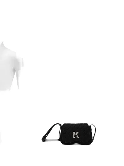 Karl Lagerfeld Jeans Quilted K-logo Crossbody Bag In Black