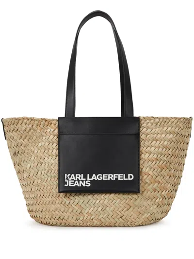 Karl Lagerfeld Jeans Raffia Tote Bag In Neutrals