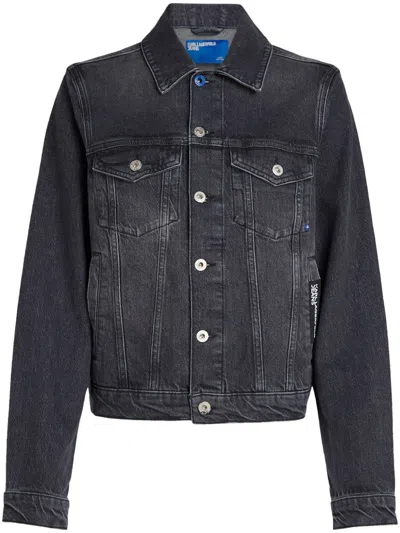 Karl Lagerfeld Jeans Woman Denim Outerwear Black Size Xl Cotton