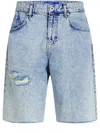 Karl Lagerfeld Jeans Relaxed-cut Distressed Shorts In Blue