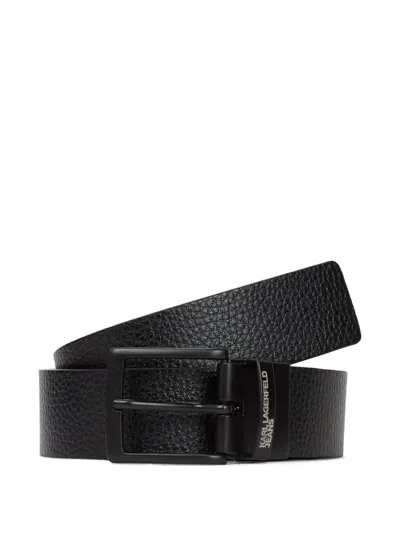 Karl Lagerfeld Jeans Reversible Leather Belt In Black
