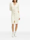 Karl Lagerfeld Jeans Ribbed Button-front Midi Dress In Neutral