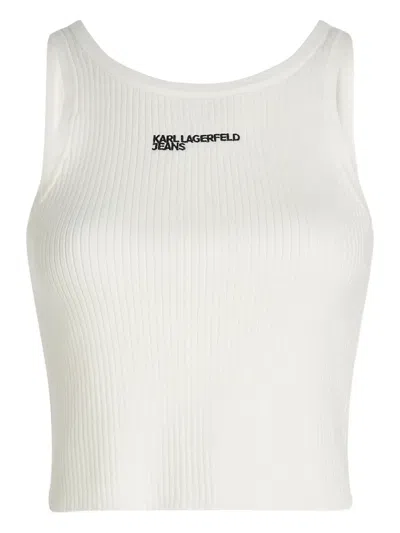 Karl Lagerfeld Jeans Ribbed Tank Top In White
