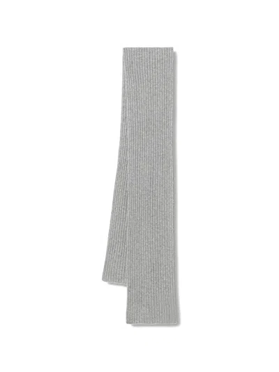 Karl Lagerfeld Jeans Ribbed-knit Logo-patch Scarf In Gray