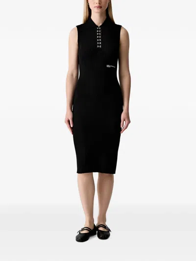 Karl Lagerfeld Jeans Ribbed-knit Midi Dress In Black