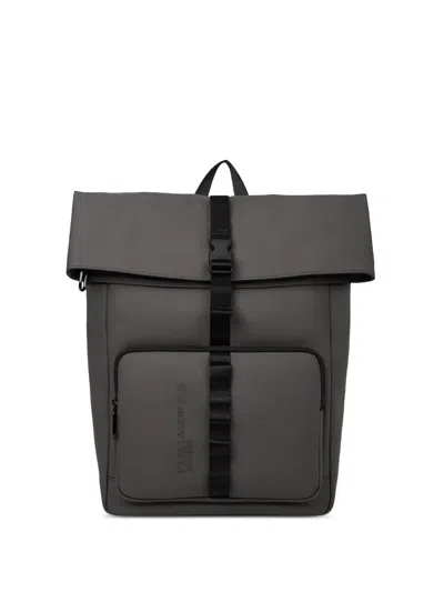 Karl Lagerfeld Jeans Roll-top Backpack In Gray