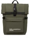 Karl Lagerfeld Jeans Roll-top Buckle Backpack In Green