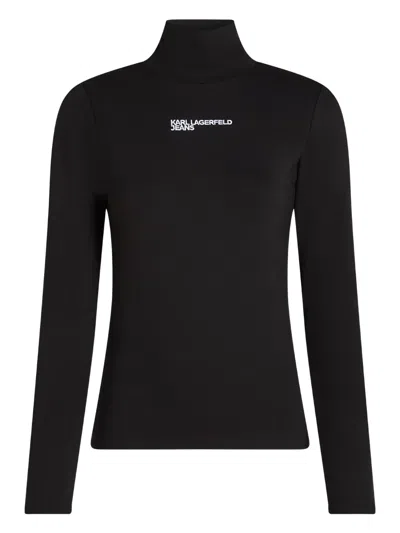 Karl Lagerfeld Jeans Roll-neck Long-sleeve T-shirt In Green