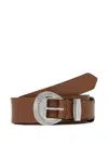 Karl Lagerfeld Jeans Round-buckle Leather Belt In Brown