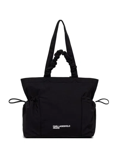 Karl Lagerfeld Jeans Ruched-handle Tote Bag In Black