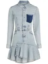 Karl Lagerfeld Jeans Ruffle-hem Denim Minidress In Blue