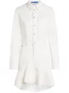 Karl Lagerfeld Jeans Ruffled Denim Dress In Weiss