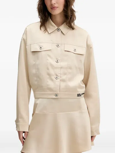 Karl Lagerfeld Jeans Satin Cut-out Jacket In Brown