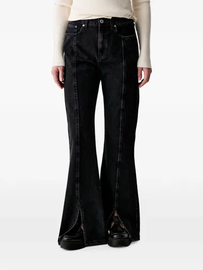 Karl Lagerfeld Jeans Seam-detail Flared-hem Jeans In Black