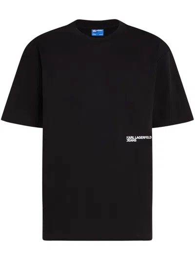 Karl Lagerfeld Jeans Logo-print Organic Cotton T-shirt In Black