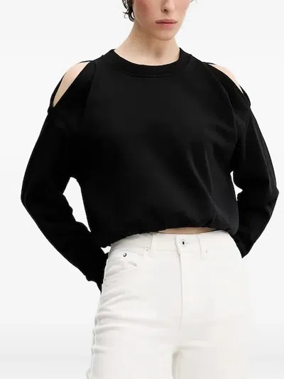 Karl Lagerfeld Jeans Shoulder Cut-out Sweatshirt In Black