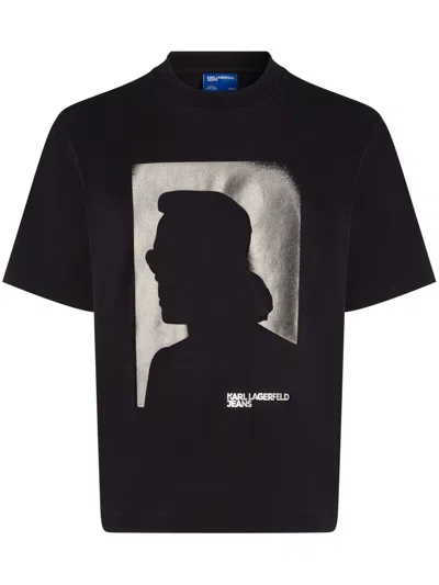 Karl Lagerfeld Jeans Silhouette-print T-shirt In 黑色