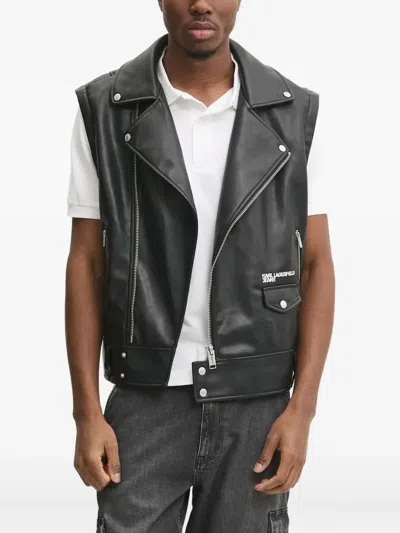 Karl Lagerfeld Jeans Sleeveless Biker Jacket In Black