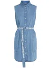 Karl Lagerfeld Jeans Belted Denim Minidress In Blue