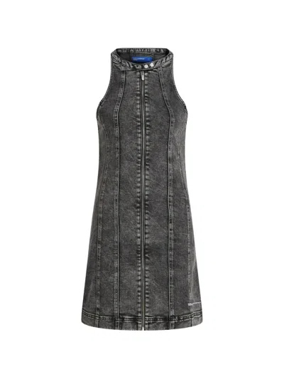 Karl Lagerfeld Jeans Sleeveless Zip-up Mini Dress In Transparent