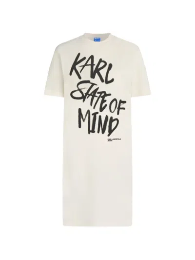Karl Lagerfeld Jeans Slogan-print T-shirt Mini Dress In Neutral