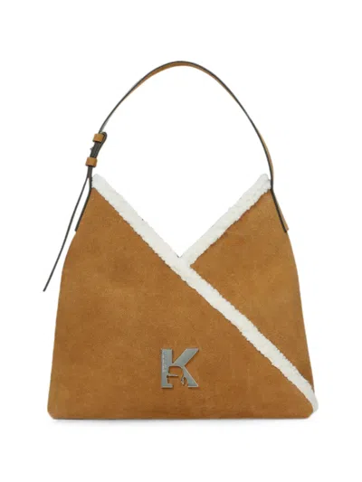Karl Lagerfeld Jeans Small Geo Suede Tote Bag In Brown