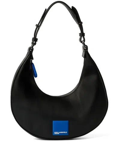 Karl Lagerfeld Jeans Tech Logo Half-moon Shoulder Bag In Black
