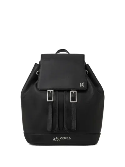 Karl Lagerfeld Jeans Small Logo-plaque Backpack In Black